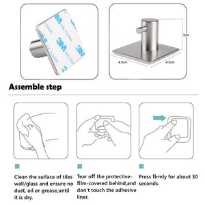 4 packs Gancio autoadesivo adesivo impermeabile in acciaio 4 packs, 4 Packs - Ilgrandebazar