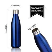 Carica l&#39;immagine nel visualizzatore di Gallery, king do way Portatile Borraccia in Acciaio Inox, Termica Bottiglia 500ml, Blu - Ilgrandebazar