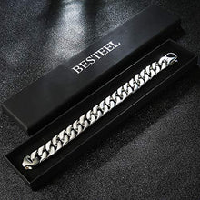 Carica l&#39;immagine nel visualizzatore di Gallery, BESTEEL Acciaio Inox Bracciali Uomo Semplice Catena Cubana Bracciale Grossa... - Ilgrandebazar
