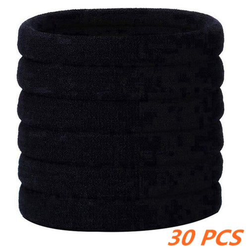 30 Pezzi Grande Nero Elasticizzato Elastico Elastici per Capelli di one - Ilgrandebazar