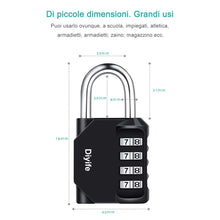 Carica l&#39;immagine nel visualizzatore di Gallery, Lucchetto Combinazione, [Confezione Da 2] [Nuova Versione] Diyife Nero - Ilgrandebazar