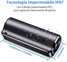Carica l&#39;immagine nel visualizzatore di Gallery, Registratore Vocale, Mini Registratore Vocale Spia da 16GB con Attivazione Vocale-Durata Batteria di 19 giorni, Registratore impermeabile, un Pulsante per Registrare/Salvare, Ricaricabile