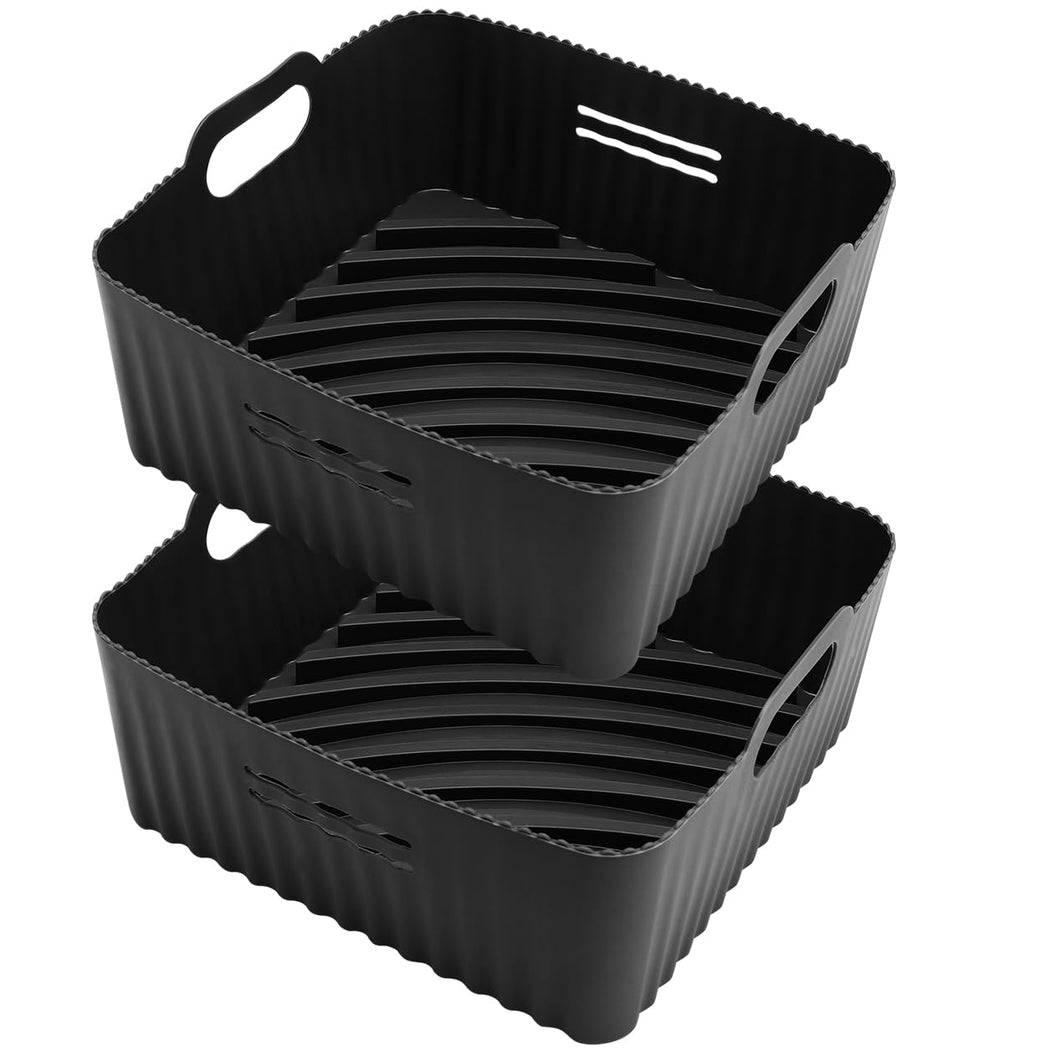 21CM Accessori Friggitrice ad Aria in Silicone, 2PCS Quadrata Teglie Cestino per Friggitrice ad Aria per COSORI 5,5L 4,7L, Riutilizzabile Invece di Carta Forno