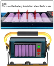 Carica l'immagine nel visualizzatore di Gallery, T-SUN 60W Faretto Portatile, 14400mAh Faretto da cantiere LED Lampada, 6 Modalità di Luminosità, IP65 Impermeabile Emergenza per Faro Lavoro Luce inondazione lavoro per Interno ed Esterno.