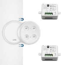 Carica l&#39;immagine nel visualizzatore di Gallery, Paio Interruttore per Luce Senza Fili, LoraTap Interruttore Remoto con Base Magnetica + 2 Ricevitore a Relè, Telecomando 200m 230V, On/Off Switch Wireless per Lampade e Apparecchi Elettrici