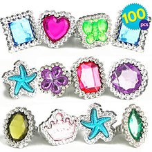 Carica l&#39;immagine nel visualizzatore di Gallery, THE TWIDDLERS 100 Anelli Bambina Giocattolo Colorati con Gemme di Strass in... - Ilgrandebazar