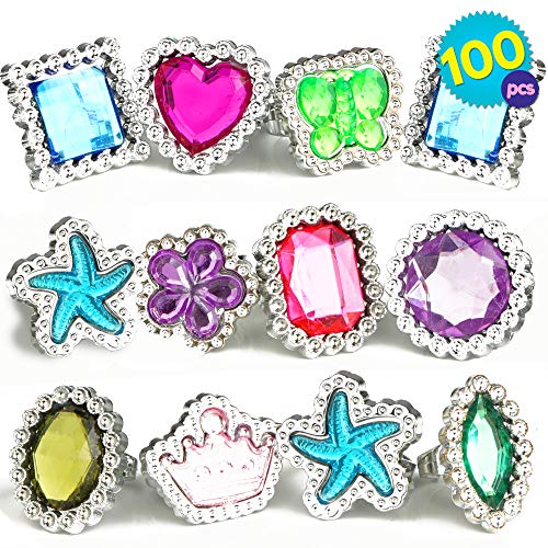 THE TWIDDLERS 100 Anelli Bambina Giocattolo Colorati con Gemme di Strass in... - Ilgrandebazar