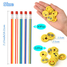 Carica l&#39;immagine nel visualizzatore di Gallery, FEPITO gadget compleanno bambini 62 pezzi, 32 pcs erasers+30 pencils, blu - Ilgrandebazar