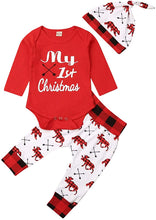 Carica l'immagine nel visualizzatore di Gallery, Carolilly 3 Pezzi Completini Neonato Natale Unisex Pagliaccetto Neonato Invernale +Pantaloni+Cappello