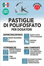 Carica l&#39;immagine nel visualizzatore di Gallery, WK Ricariche di Polifosfati in Pastiglie pronte all&#39;uso per Dosatori di caldaie | Cartucce universali per dosatori| 10 pezzi | Ricarica super concentrata | Made in Italy