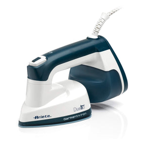 Ariete 6246 Duetto, Ferro Verticale a Vapore e Ferro da Stiro, Ferro da viaggio, Piastra in Ceramica Antiaderente, 1000W, 180Ml, Vapore Potente e Continuo, Bianco/Blu