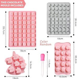 AYUQI Stampo in Silicone per Cioccolato, Animali e Stampo per Caramelle Unicorno Stampi da Forno per Gelatina per cubetti di Ghiaccio Truffle Mold con 1 contagocce per Cioccolato, Biscuit.etc