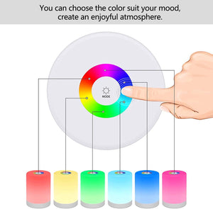 Luce Notturna LED, Lampada da Comodino Intelligente, Controllo Tattile, Dimmerabile, USB Ricaricabile, Portatile, Colore che Cambia RGB per Bambini, Camera da Letto, Campeggio (Bianco Caldo)