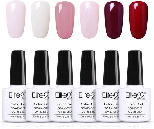 Elite99 Smalto Semipermanente per Unghie 6pzs Set di Smalti Gel gel Semipermanente Unghie Kit da UV LED Smalto per unghie Smalti Gel Polish per Unghie Soak Off Manicure,10ML ZH021