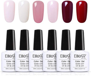 Elite99 Smalto Semipermanente per Unghie 6pzs Set di Smalti Gel gel Semipermanente Unghie Kit da UV LED Smalto per unghie Smalti Gel Polish per Unghie Soak Off Manicure,10ML ZH021