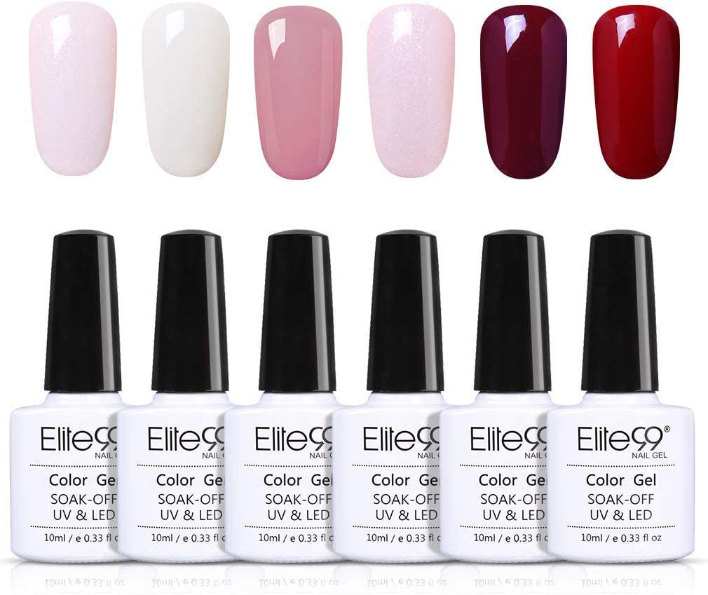 Elite99 Smalto Semipermanente per Unghie 6pzs Set di Smalti Gel gel Semipermanente Unghie Kit da UV LED Smalto per unghie Smalti Gel Polish per Unghie Soak Off Manicure,10ML ZH021