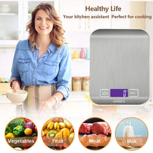 Carica l'immagine nel visualizzatore di Gallery, GPISEN Bilancia da Cucina Smart Digitale con Funzione Tare,5kg/11 lbs Professionale Acciaio Inox Alta Precision Bilancia Elettronica per la Casa e la Cucina,Argento,(2 Batteries Incluse)