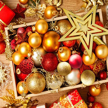 Carica l'immagine nel visualizzatore di Gallery, VIPNAJI Palline di Natale 101pz Palline Natalizie Decorazioni Albero di Natale Palla Palline decorative Rosso e Oro Con Cima dell'albero, Plastica decorazioni per albero di Natale Addobbi Feste Nozze