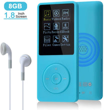 Carica l'immagine nel visualizzatore di Gallery, COVVY Slim Music Player 8GB portatile Lossless Sound 70 ore di schermo MP3 supporta fino a 64 GB (Azzurro)