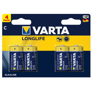Varta Longlife C LR14 Batterie alcaline, 1.5 Volt, confezione da 4 pile - Ilgrandebazar