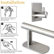 Carica l'immagine nel visualizzatore di Gallery, Portasciugamani Da Parete ZB ZealBoom Autoadesivo Porta Salviette da Bagno con 2PCS Gancio Adesivo di Acciaio Inox Porta Asciugamano per Bagno Cucina Camera da Letto Accessori Bagno Towel Holder