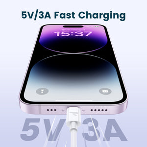 RAMPOW Cavo iPhone, Cavo iPhone USB [Certificato Apple MFi C89], Cavo Lightning, Cavo Caricatore iphone Carica Rapida Compatibile per iPhone 14/13/12/11/Pro Max/X/XS/XS Max/XR, iPad - Bianco/1M