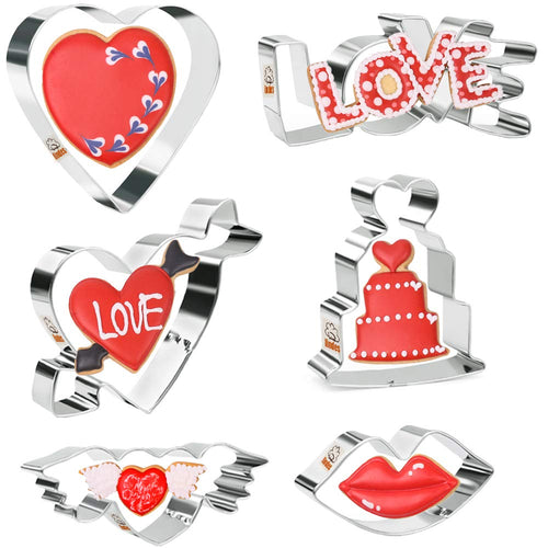 Iindes Set di formine per Biscotti San Valentino 6 Pezzi Tagliabiscotti... - Ilgrandebazar
