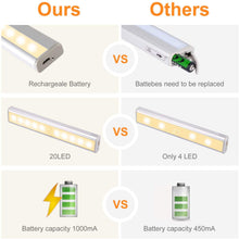 Carica l'immagine nel visualizzatore di Gallery, Luce Armadio Led con Sensore, Ricaricabile Usb Wireless Luci Notturne Barra Lampada Guardaroba, Luce Officina Sottopensili Senza Fili Scale,Corridoio,Armadio