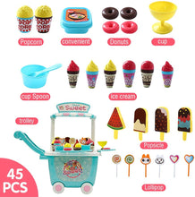 Carica l&#39;immagine nel visualizzatore di Gallery, Giocattolo del Carrello del Gelato - 45 PC Fai Finta di Giocare Set Cibo Giochi di Ruolo di Alimenti Giocattoli Dessert Caramelle Gioca Regalo Educativo per Bambini 2 3 4 Anni Ragazze e Ragazzi