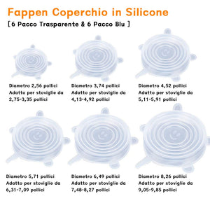 FAPPEN Coperchio Silicone, Coperchi in Silicone Estensibile Trasparente+blu - Ilgrandebazar
