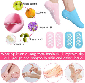 2 Paia di Calzini Idratanti, Calzini in Gel Idratante Morbidi Idratanti per i Piedi per Donne e Uomini, Piedi Asciutti Idratanti Calzini in Silicone Idratanti per Piedi in Gel di Cotone(Blu Rosa)