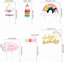 Carica l&#39;immagine nel visualizzatore di Gallery, Hotelvs Decorazioni Torta Unicorno Kit, Cake Topper Compleanno Arcobaleno Palloncino Happy Birthday Banner Decorazioni per Ragazzi Ragazze Bambin