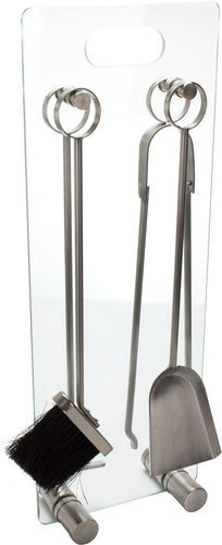 Valiant - Set da camino di alta qualità in vetro, 4 25 x 13 x 68 cm, Silver - Ilgrandebazar