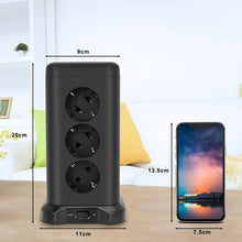Carica l'immagine nel visualizzatore di Gallery, FDTEK Multipresa Verticale，Ciabatta Multipresa Con 12 Prese e 4 Porte USB， Torretta Multipresa Elettrica Con Protezione da Sovraccarico，Cavo da 2 m，Adatto per casa e ufficio，4000W / 16A