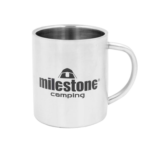 Milestone - Tazza da Campeggio in Acciaio Inox, Colore 0,3 l, argento - Ilgrandebazar