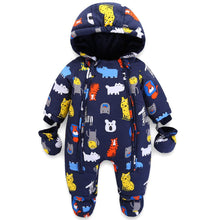 Carica l'immagine nel visualizzatore di Gallery, Bambino Tute da neve con Guanti e Scarpe Inverno Pagliaccetto con Cappuccio Caldo Set di Abbigliamento 3-6 Mesi