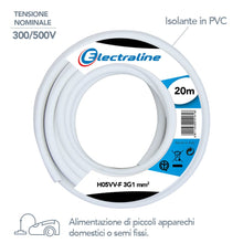 Carica l&#39;immagine nel visualizzatore di Gallery, Electraline 11725 H05VV-F Cavo per Prolunghe, Sezione 3x1 mm, 20 M, Bianco - Ilgrandebazar
