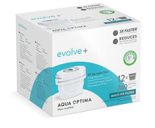 Carica l'immagine nel visualizzatore di Gallery, Cartuccia filtro acqua Aqua Optima - Confezione da 12 Evolve+ (fornitura per 12 mesi), sistema di filtraggio a 5 stadi che riduce il cloro, il calcare e altre impurità