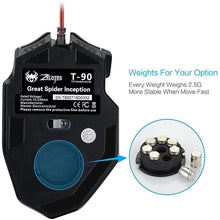 Carica l'immagine nel visualizzatore di Gallery, ZELOTES T90 Mouse da Gioco, ad Alta Precisione 9200 DPI Mouse Gaming con Design di 8 Pulsanti ,Cartucce di Peso Regolabile per PC Laptop Computer Notebook,Nero