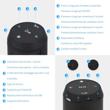 Carica l'immagine nel visualizzatore di Gallery, Cassa Bluetooth Altoparlante Speaker Portatili Stereo Hi-Fi Bassi Potenti Luce LED Wireless Micro SD Chiamata Vivavoce Microfono Incorporato Batteria Litio USB ELEHOT