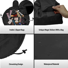 Carica l'immagine nel visualizzatore di Gallery, Borsa per il trucco con coulisse pigra Borsa per cosmetici da viaggio grande portatile Borsa per il trucco da viaggio Borsa per l'archiviazione per donna Ragazza (Nero)
