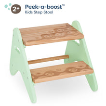 Carica l'immagine nel visualizzatore di Gallery, B. spaces - Peek-A-Boost - Robusto sgabello in legno per bambini - poggiapiedi con 2 gradini - sgabello per bambini color menta, per bagno, cucina, asilo nido - 2 anni+