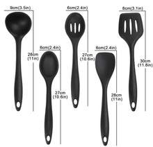Carica l&#39;immagine nel visualizzatore di Gallery, joyoldelf Set da Cucina in Silicone 5 Pezzi - Spatole, 11.4*3.2*3.9, Nero - Ilgrandebazar