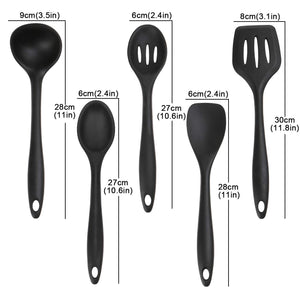 joyoldelf Set da Cucina in Silicone 5 Pezzi - Spatole, 11.4*3.2*3.9, Nero - Ilgrandebazar