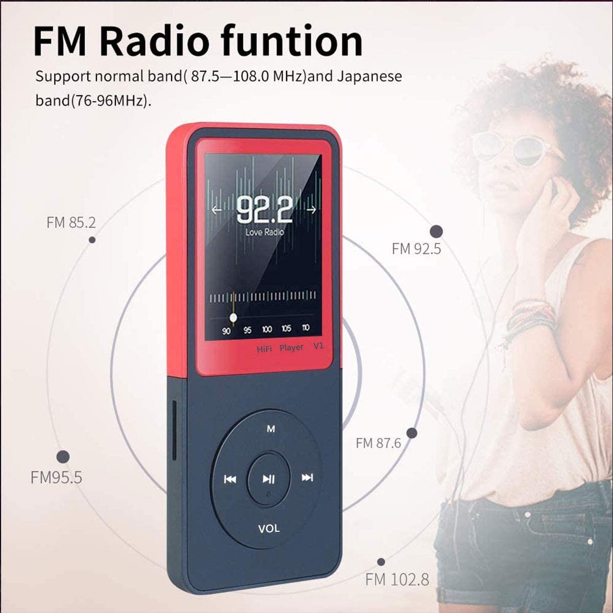 Lettore MP3 Vorstik HiFi Con Radio FM, Schermo 1,8'', 8 GB Espandibili Fino A 128 GB, 90 Ore Di Autonomia – Perfetto Per Sport E Viaggi