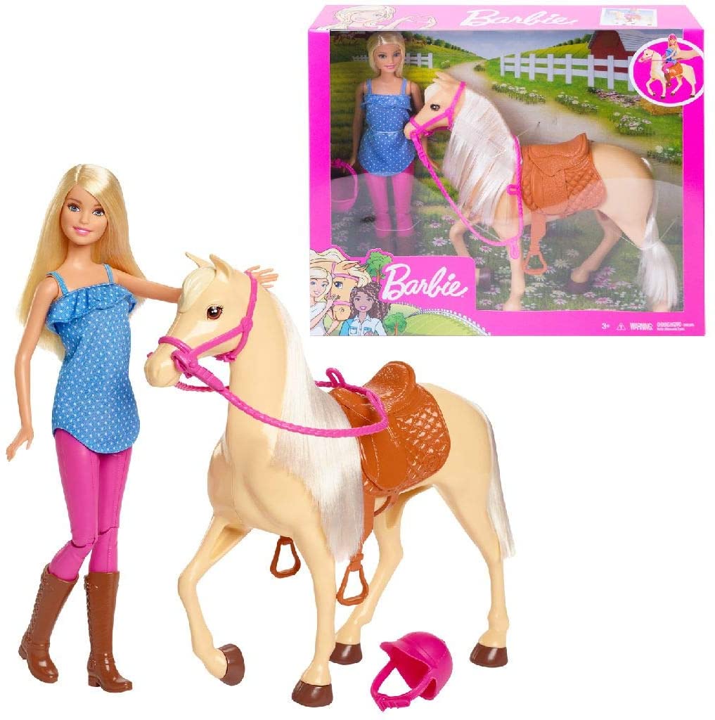 Barbie Bambola con Cavallo e Accessori, Multicolore, 3+ Anni, FXH13