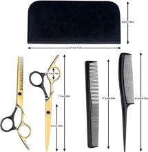 Carica l'immagine nel visualizzatore di Gallery, Serda-Run Forbici Parrucchiere Professionali Kit, Forbici Per Sfoltire I Capelli, Forbici Barba/ Testurizzare Set Di Forbici Per Parrucchieri Professionali Per La Casa (Nero-Oro)