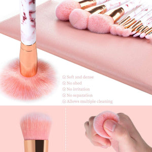 Pennelli Make Up Start Makers Professional 12Pcs Set di pennelli per trucco in marmo rosa con correttore di fondotinta Blush ombretto Pennelli per trucco Beauty Blender e borsa per il trucco