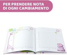 Carica l&#39;immagine nel visualizzatore di Gallery, Chicco Album dei Ricordi Rosa, Libro Nascita per Neonati e Bambini, Diario con Spazi per Note e Fotografie, con Adesivi e Metro Muro per Seguire la Crescita del Bambino - Regalo Neonata 0+ Mesi