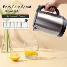 Carica l'immagine nel visualizzatore di Gallery, Aigostar Milo - Bollitore Acqua Elettrico 2200W, Capacità 1,7L, Bollitori In Acciaio Inox spazzolato, Senza BPA con Spegnimento Automatico e Protezione da Bollitura a Secco, Filtro Anticalcare, Nero